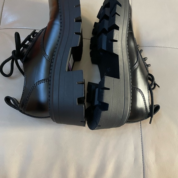 Women's ZARA Black Chunky Platform Lace Jp Oxford, Size 41 - Picture 3 of 8